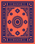 Orange And Blue Floral Pattern Rug