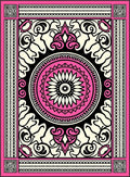 Pink Ivory Black Floral Mandala Pattern Rug