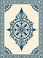 Ornate Dark Blue Medallion Pattern Rug