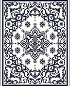 Intricate Black Floral Mandala Design Rug