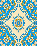 Ornate Blue Gold Floral Medallion Design Rug