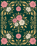 Elegant Rose Scrollwork Pattern Rug