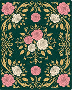 Elegant Rose Scrollwork Pattern Rug