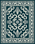 Damask Floral Crested Border Rug