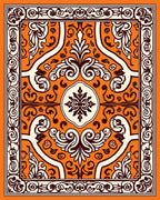 Orange Cream Symmetric Floral Pattern Rug