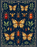Orange Butterfly Insect Garden Pattern Rug