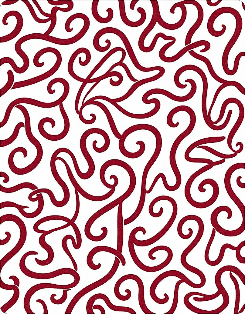Crimson Swirl Patterned Red Rug