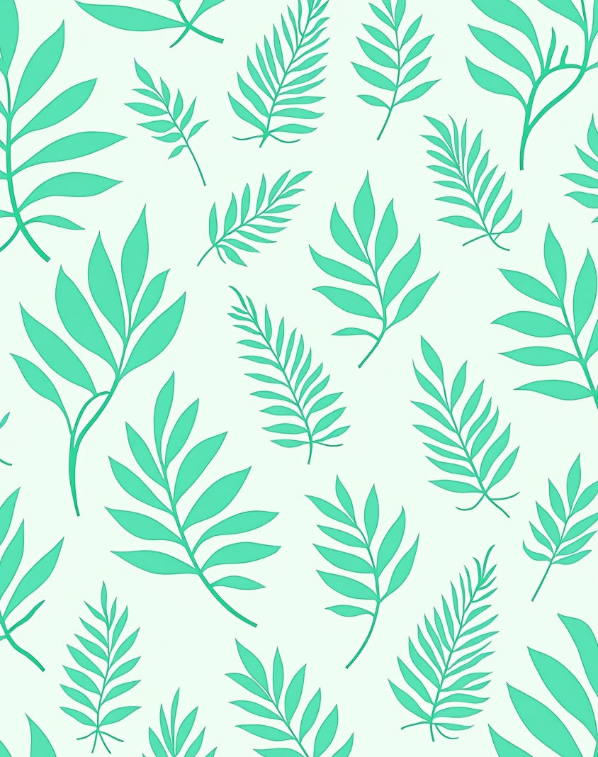 Mint Green Leaf Pattern Design Rug