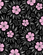 Pink Blossom Starburst Silhouette Pattern Rug
