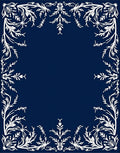 Deep Blue White Floral Border Rug
