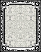Elegant Black White Floral Scroll Pattern Rug
