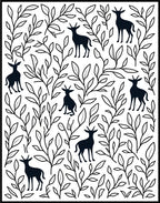 Whimsical Deer Botanical Pattern Rug