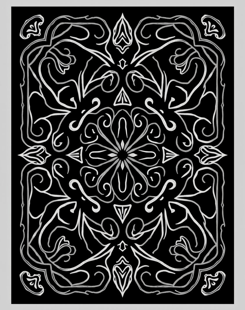 Mono White Floral Mandala Design Rug