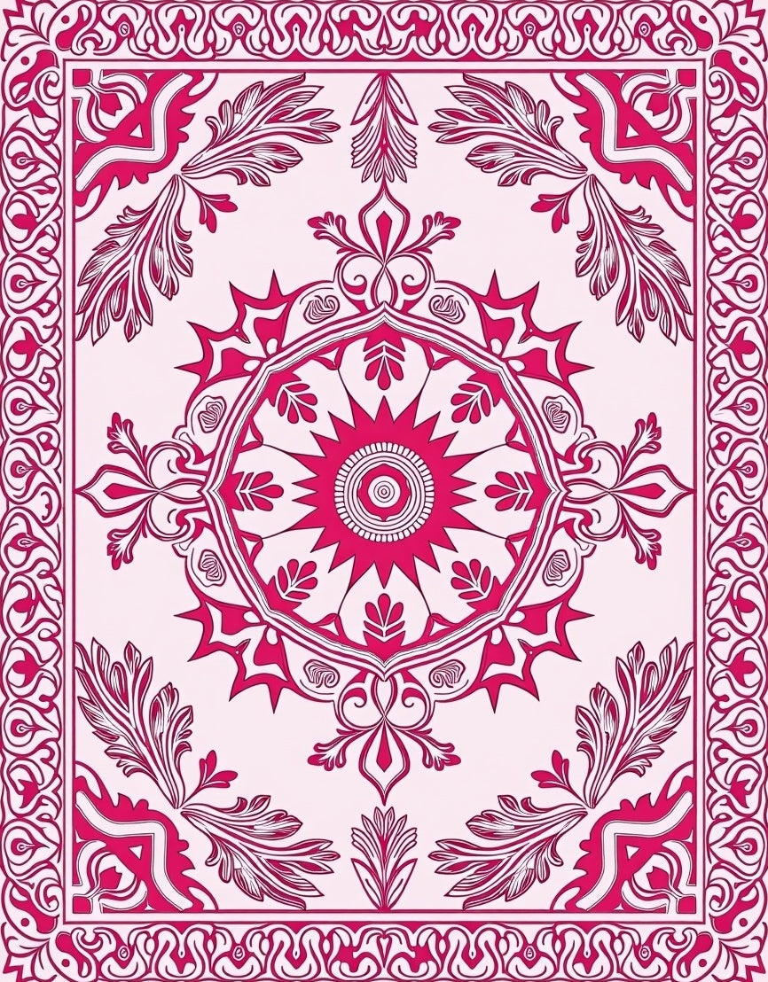 Ornate Floral Mandala Pink Design Rug