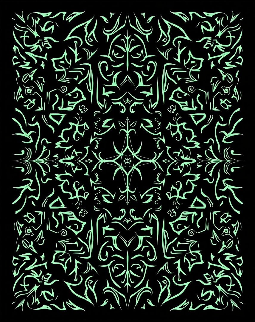 Abstract Swirling Light Green Pattern Rug