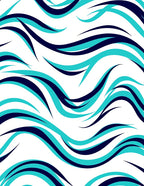 Aqua and Navy Swirling Waves Rug