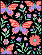 Vibrant Butterfly and Floral Pattern Rug