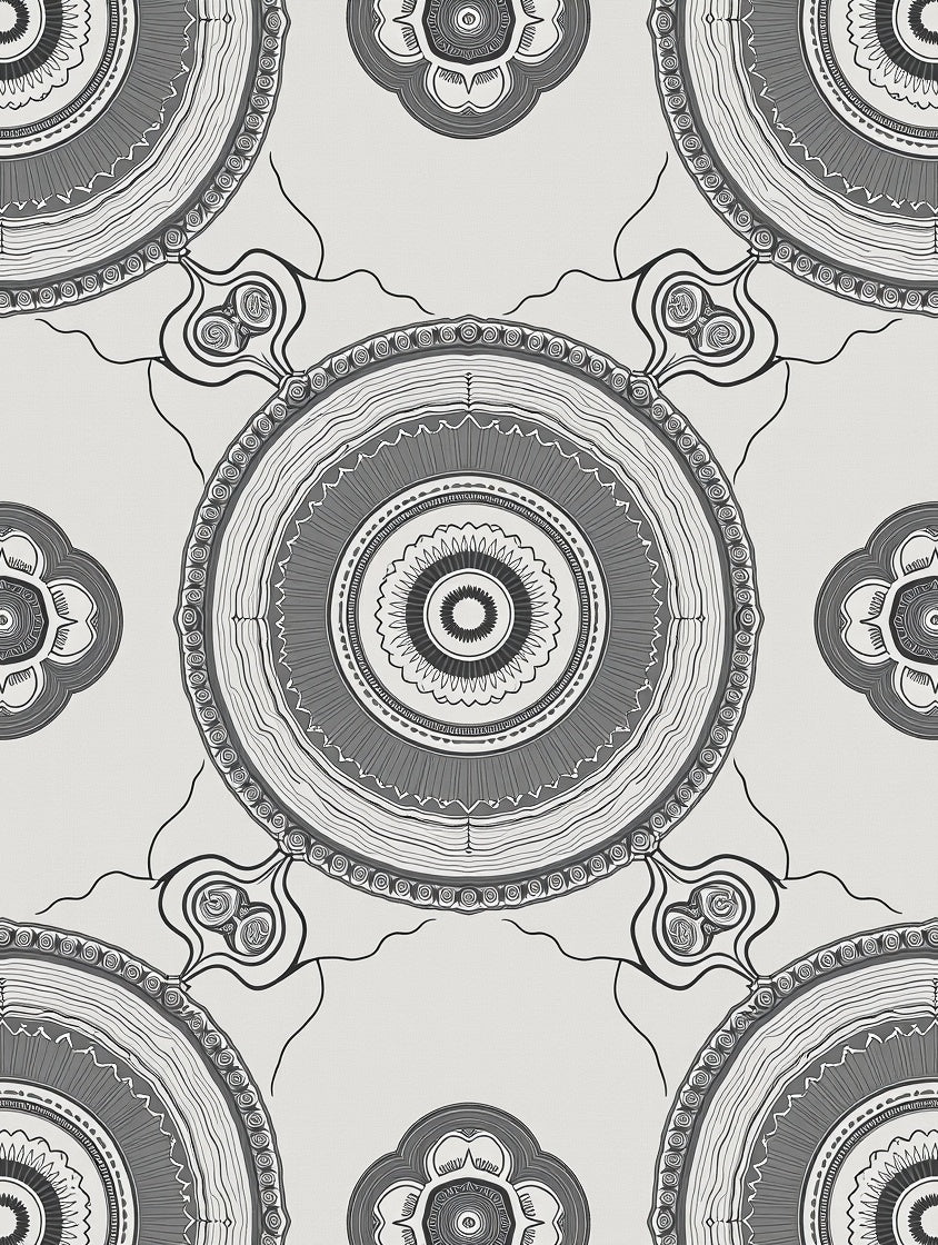 Monochromatic Mandala Circular Pattern Rug