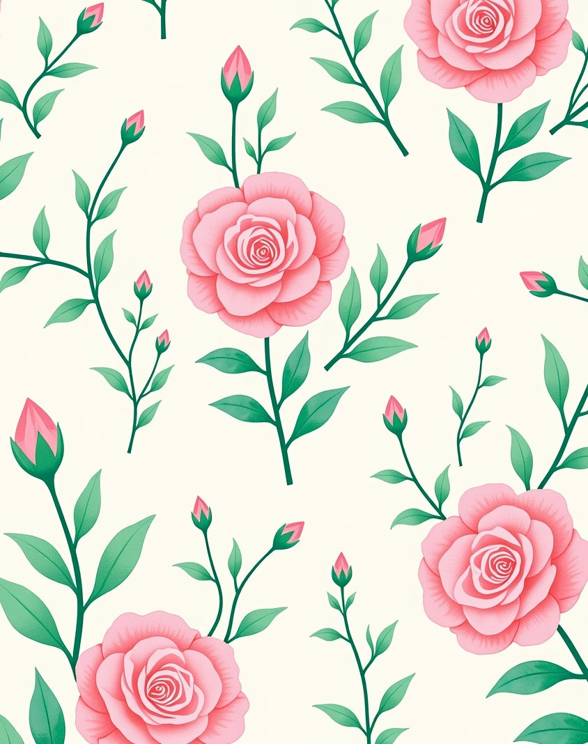 Pink Rose Garden Print Rug