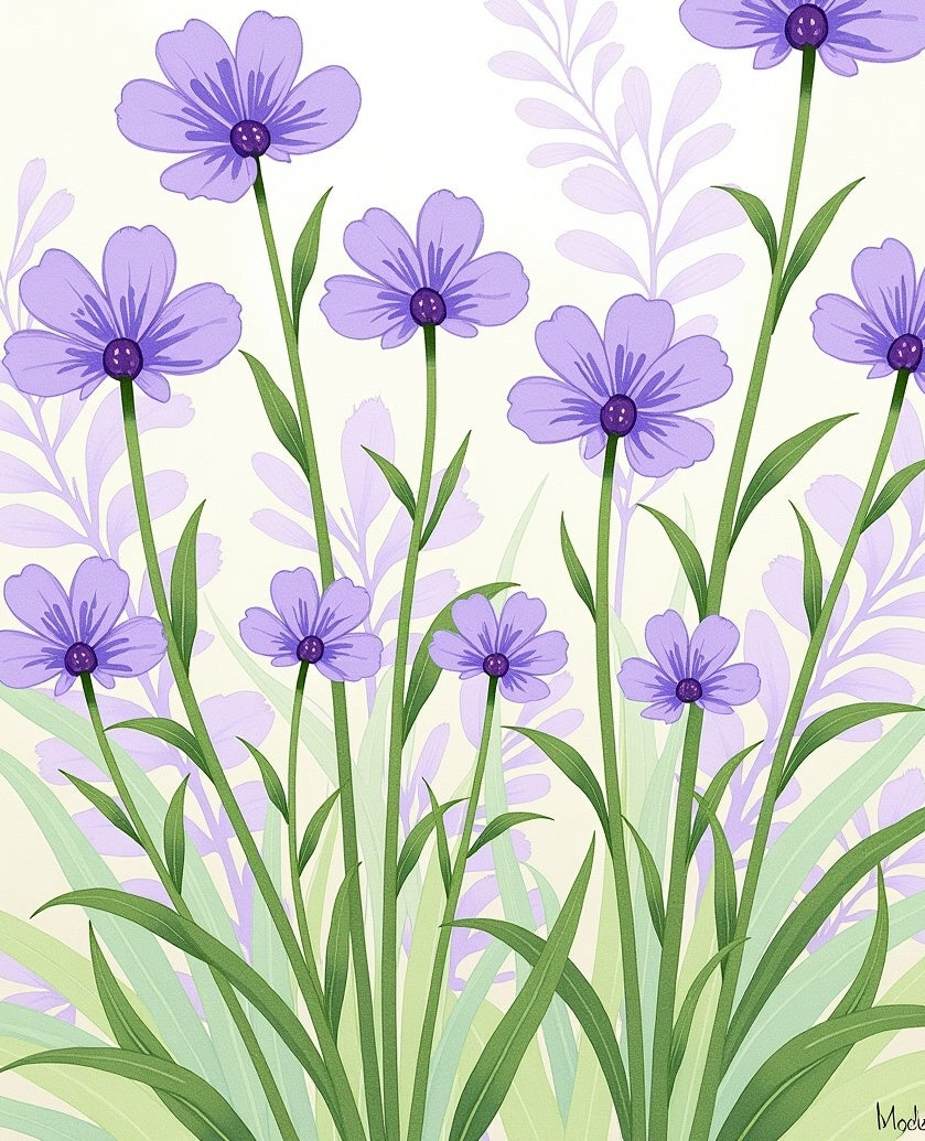Purple Floral Meadow Design Rug