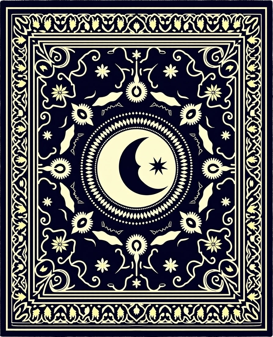 Celestial Moon Star Pattern Rug