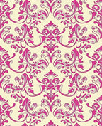 Pink Floral Damask Pattern Rug