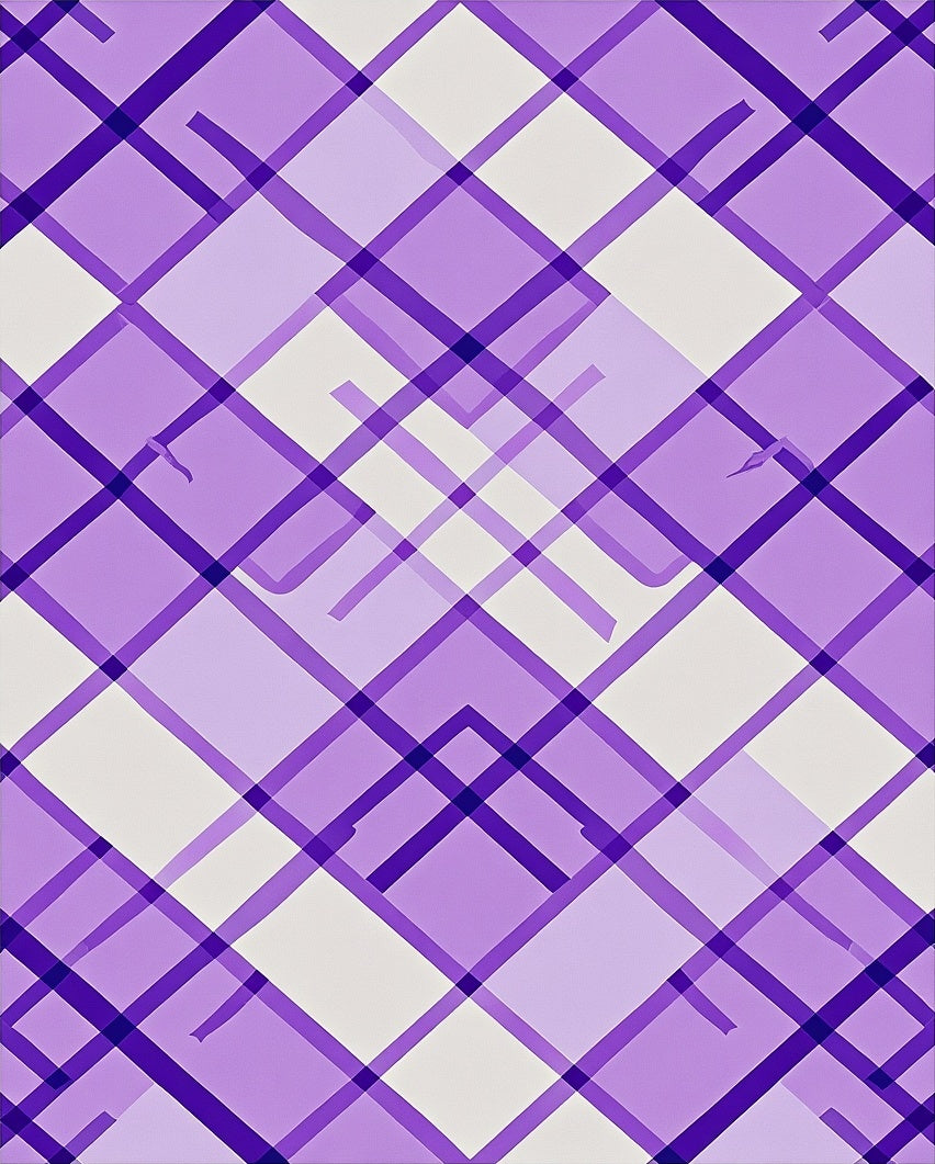 Purple White Plaid Geometric Rug