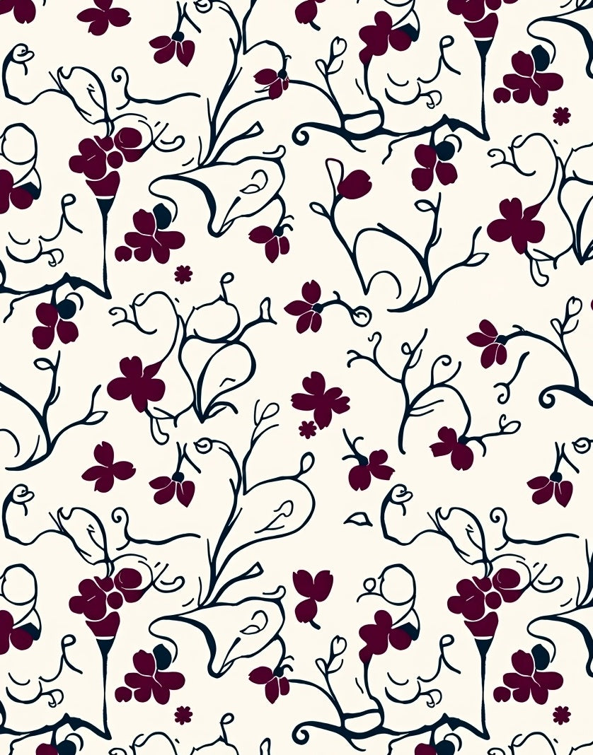 Elegant Floral Vine Pattern Rug