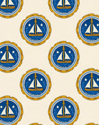 Nautical Sailboat Emblem Pattern Rug