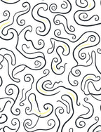 Abstract Swirl Pattern With Yellow Accents Rug