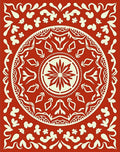 Crimson Floral Mandala Pattern Rug