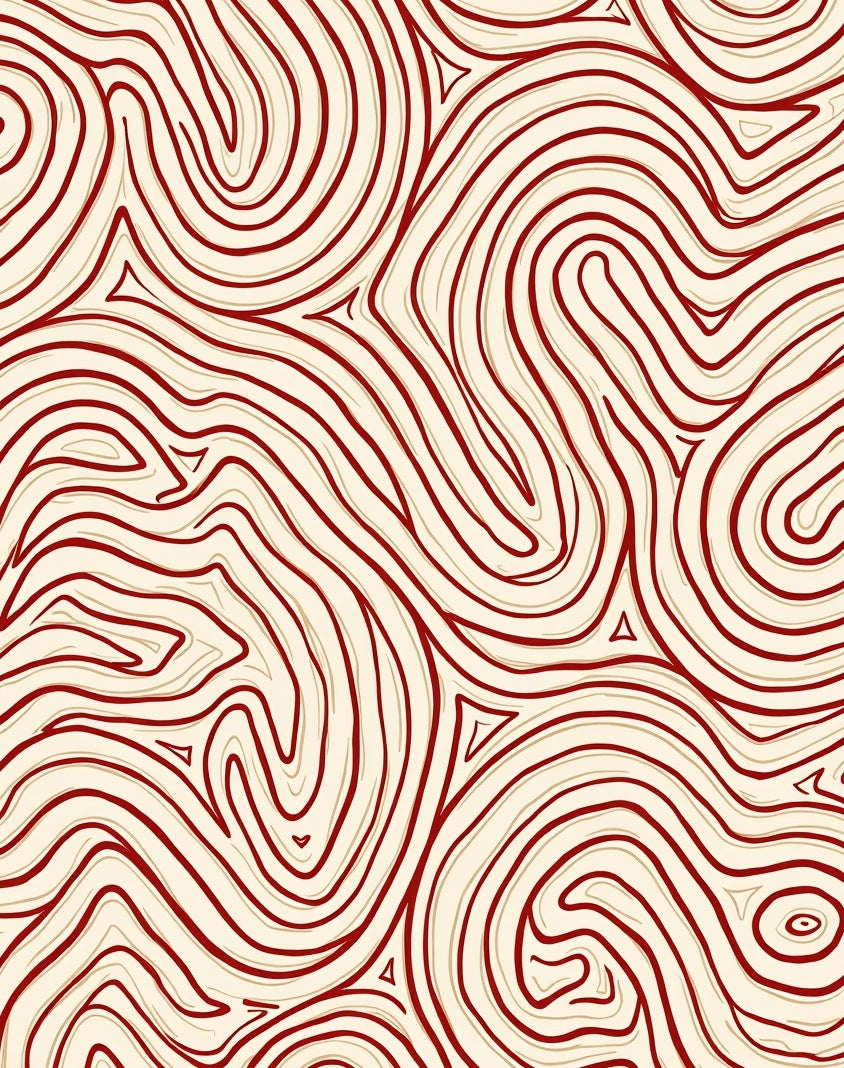 Abstract Red Contour Organic Pattern Rug