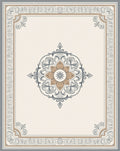 Ornate Mandala With Geometric Border Design Rug