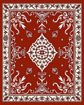 Classic Red Floral Medallion Pattern Rug