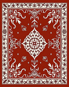 Classic Red Floral Medallion Pattern Rug