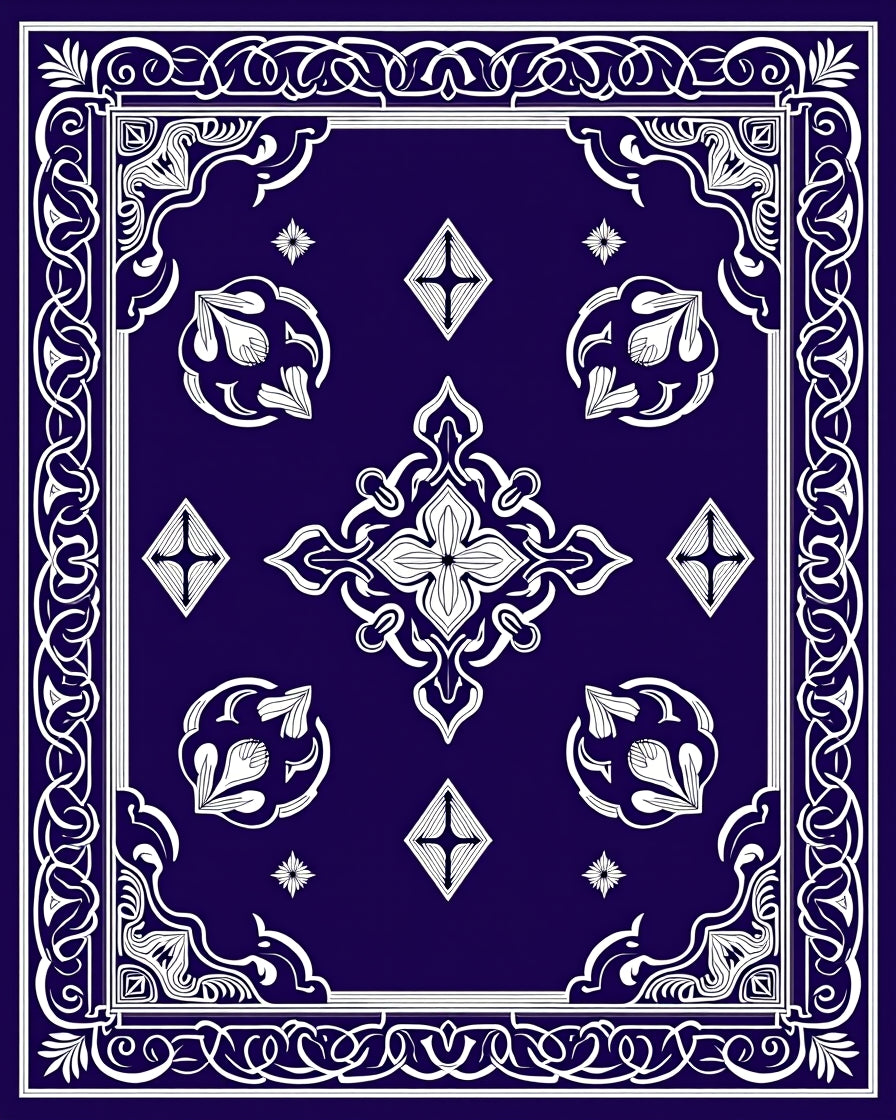Ornate Floral Diamond Pattern Rug