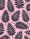 Black Palm Fronds Pink Tropical Rug