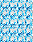 Abstract Blue Geometric Interlocking Pattern Rug