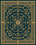 Ornate Golden Swirl Floral Medallion Rug
