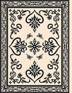 Intricate Black Cream Flourish Mandala Rug