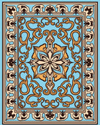 Orange Golden Floral Ornament Rug