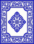 Classic Blue White Floral Tile Rug