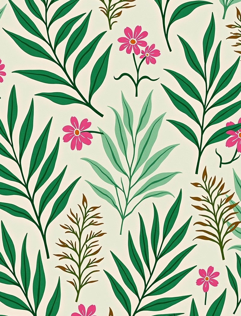Vibrant Botanical Leaf Flower Pattern Rug