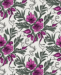 Floral Vine Pattern With Magenta Blossoms Rug