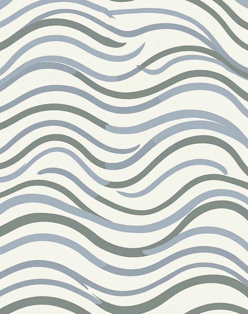 Abstract Wavy Blue Green Pattern Rug