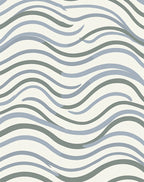 Abstract Wavy Blue Green Pattern Rug