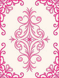 Elegant Pink Scrollwork Floral Design Rug