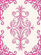 Elegant Pink Scrollwork Floral Design Rug