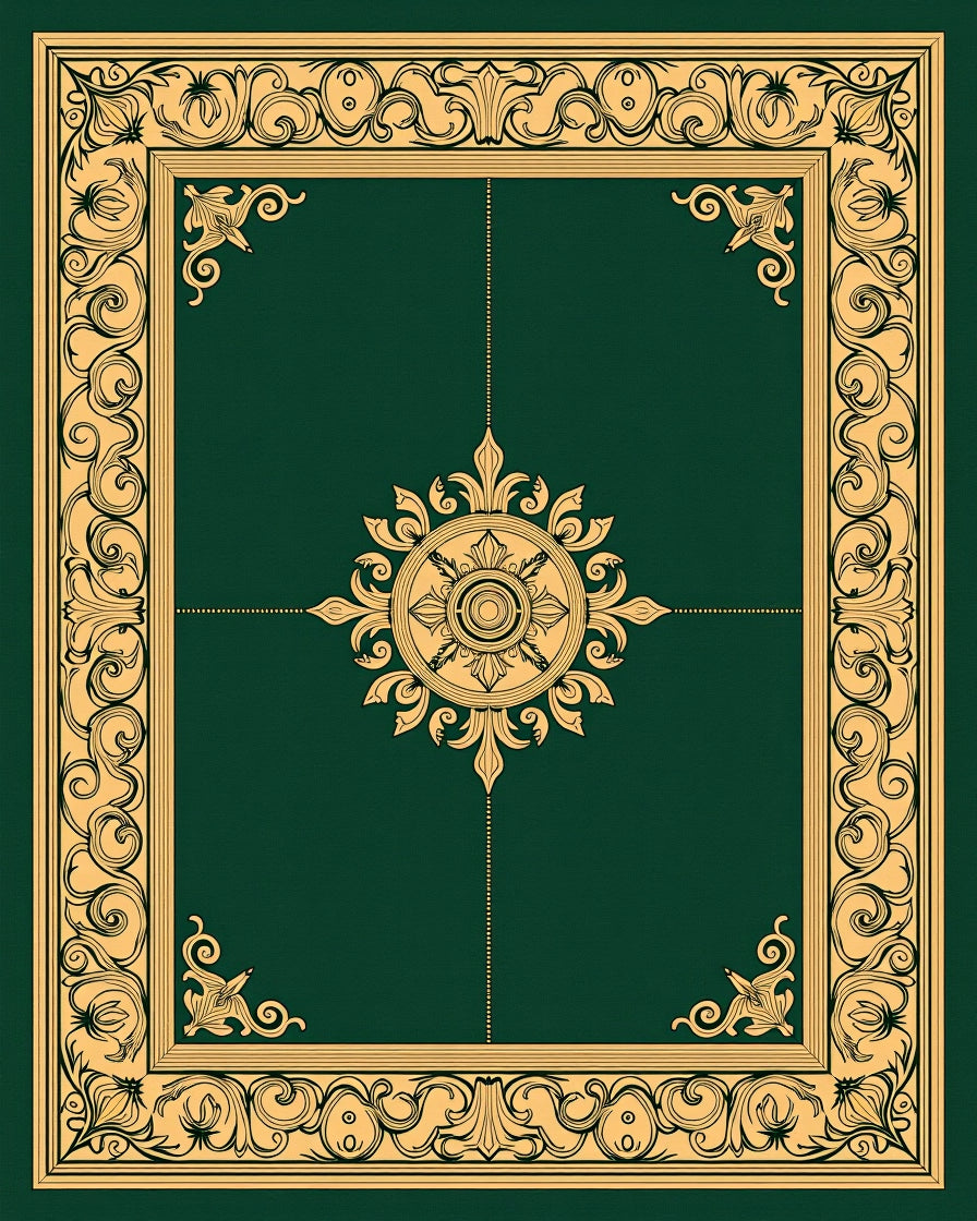 Rich Green And Gold Scroll Rug