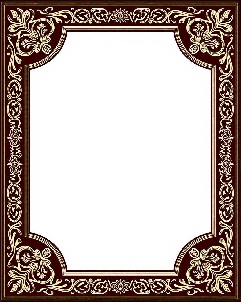 Elegant Red Gold Floral Border Rug
